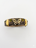 Enameled Damascene Butterfly Bangle with Floral Accents