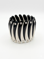 Monochrome Art Deco Stretch Bracelet with Crystal Insets