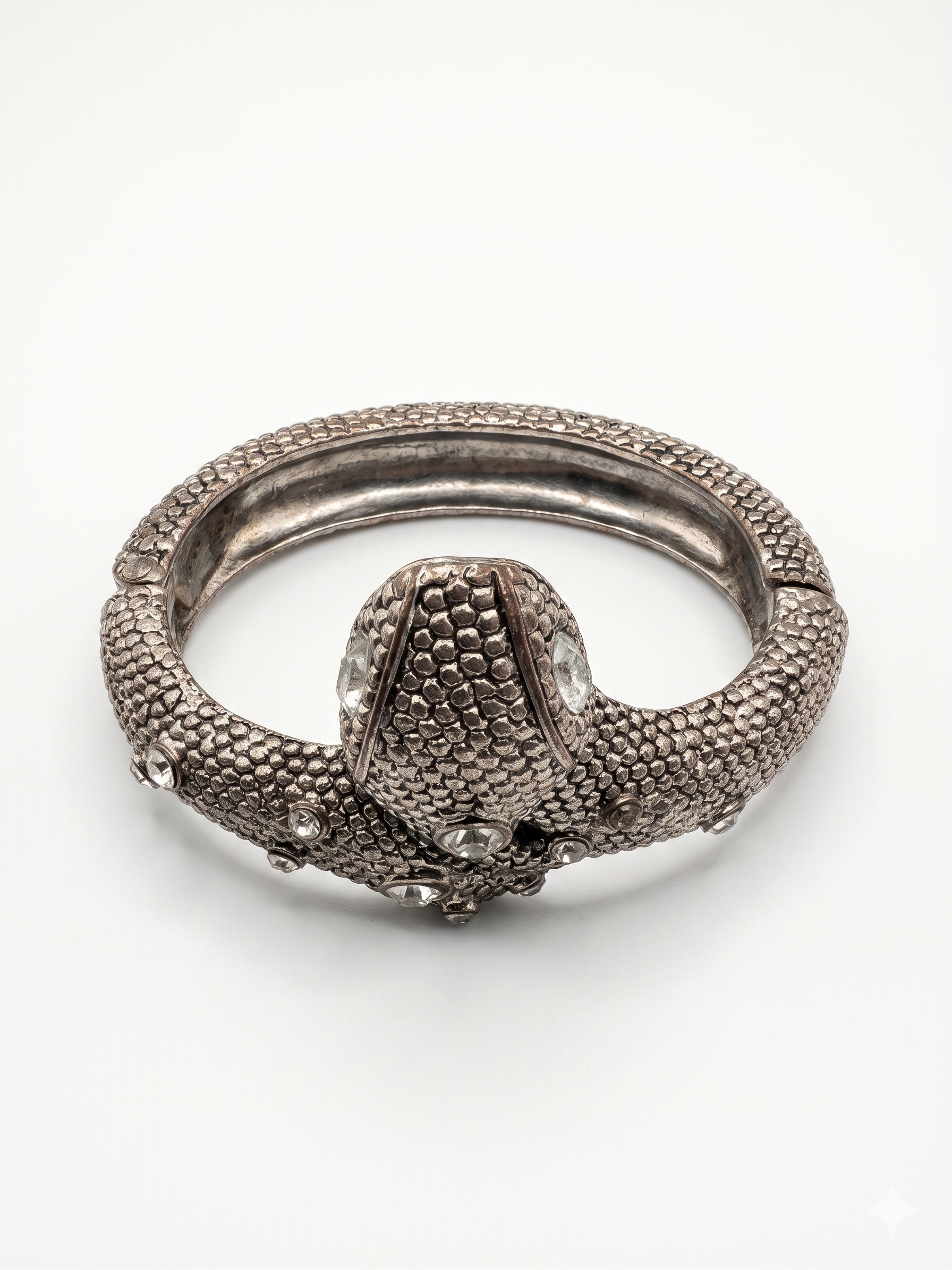 Sculptural Serpent Wrap Bracelet with Crystal Accents