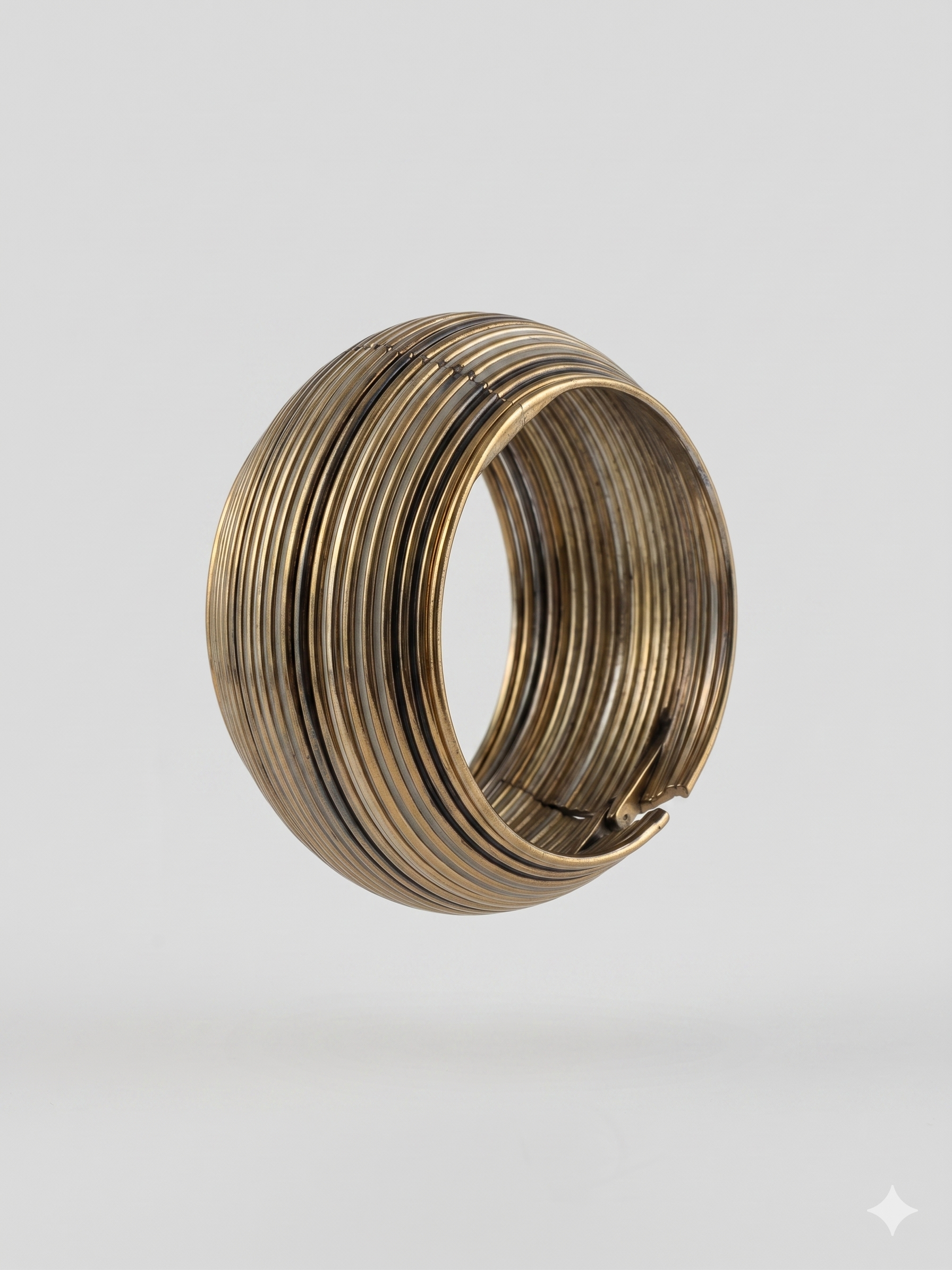 Vintage Two-Tone Mixed Metal Industrial Tubogas Coil Cuff