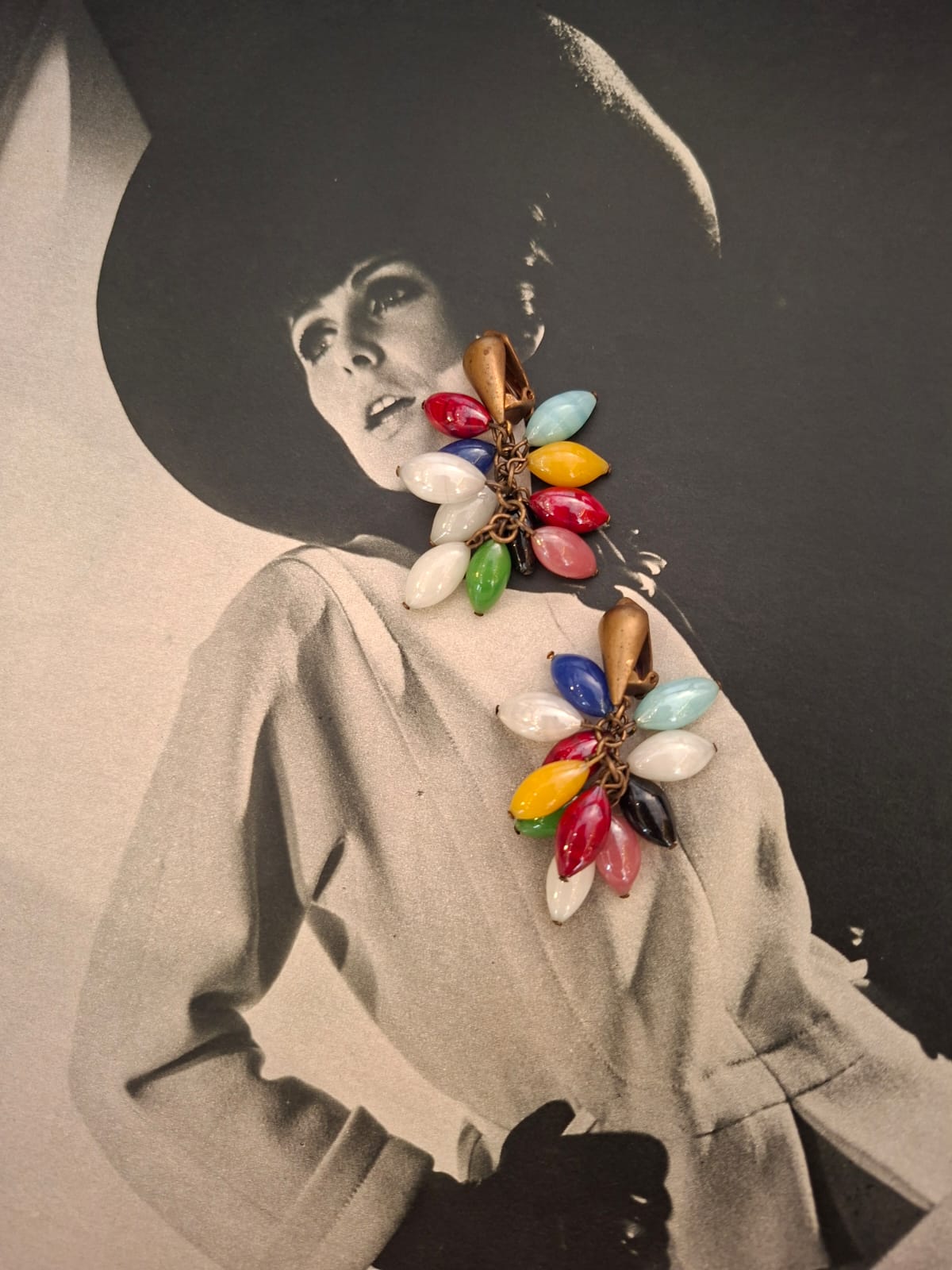 Vintage Multicolor Beaded Cluster Drop Earrings