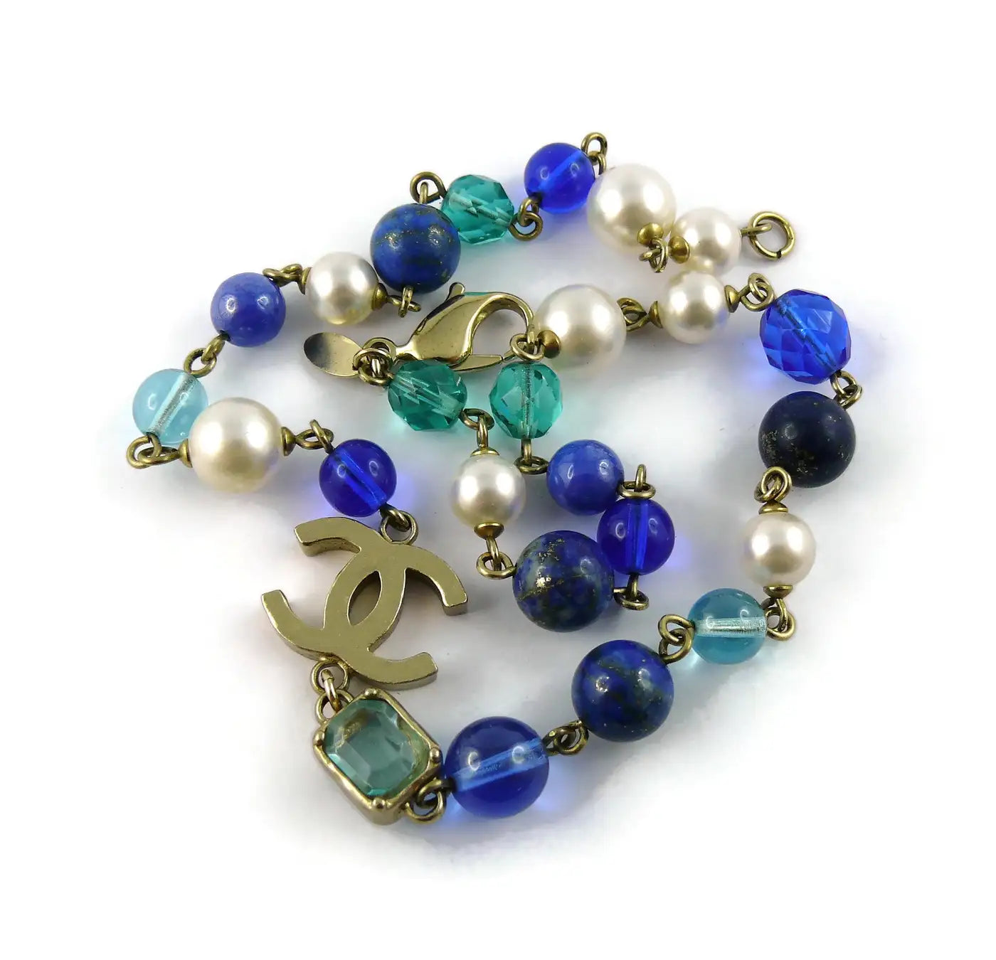 Vintage Chanel Fall 2007 Lapis Lazuli & CC Charm Necklace