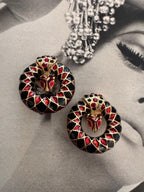 Vintage De Luigoro Enamel Snake Serpent Clip On Earrings