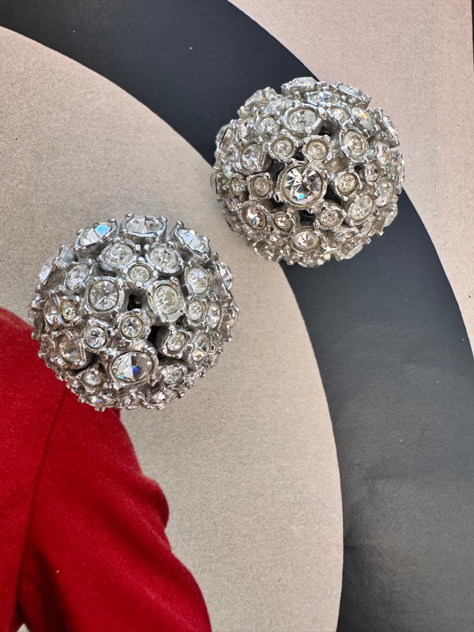 Vintage DeLuigoro Rhinestone Cluster Clip-On Earrings