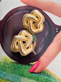 Vintage Knot Motif Gold Plated Clip On Earrings
