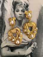 Vintage Baroque Revival Faux Pearl Drop Clip On Earrings