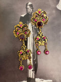 Vintage DeLuigoro Art Nouveau Crystal Chandelier Clip On Earrings