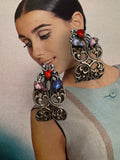 Vintage Art Nouveau Paste Crystal Clip On Earrings