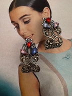 Vintage Art Nouveau Paste Crystal Clip On Earrings