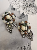 Vintage Floral Cluster Leaf Clip On Earrings