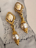 Vintage Alexis Lahellec Paris Baroque Pearl Drop Clip On Earrings