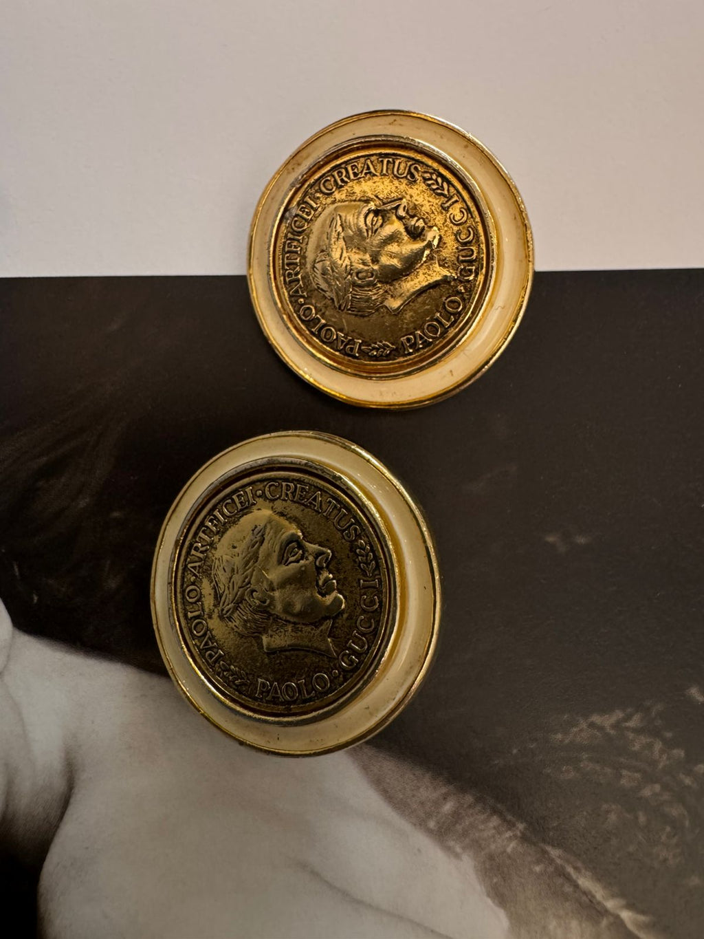Vintage Paolo Gucci Roman Coin Clip On Earrings
