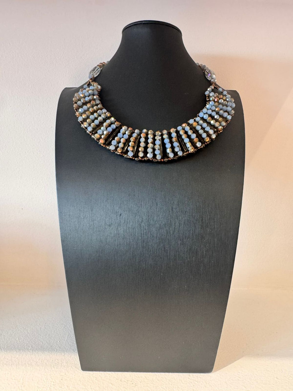 Vintage Art Deco Inspired Beaded Bib Statement Necklace