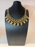 Vintage Byzantine Revival Crystal Bib Statement Necklace