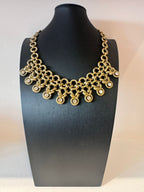 Vintage Byzantine Revival Crystal Bib Statement Necklace