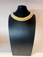 Vintage Art Deco Revival Faux Pearl Crystal Collar Necklace