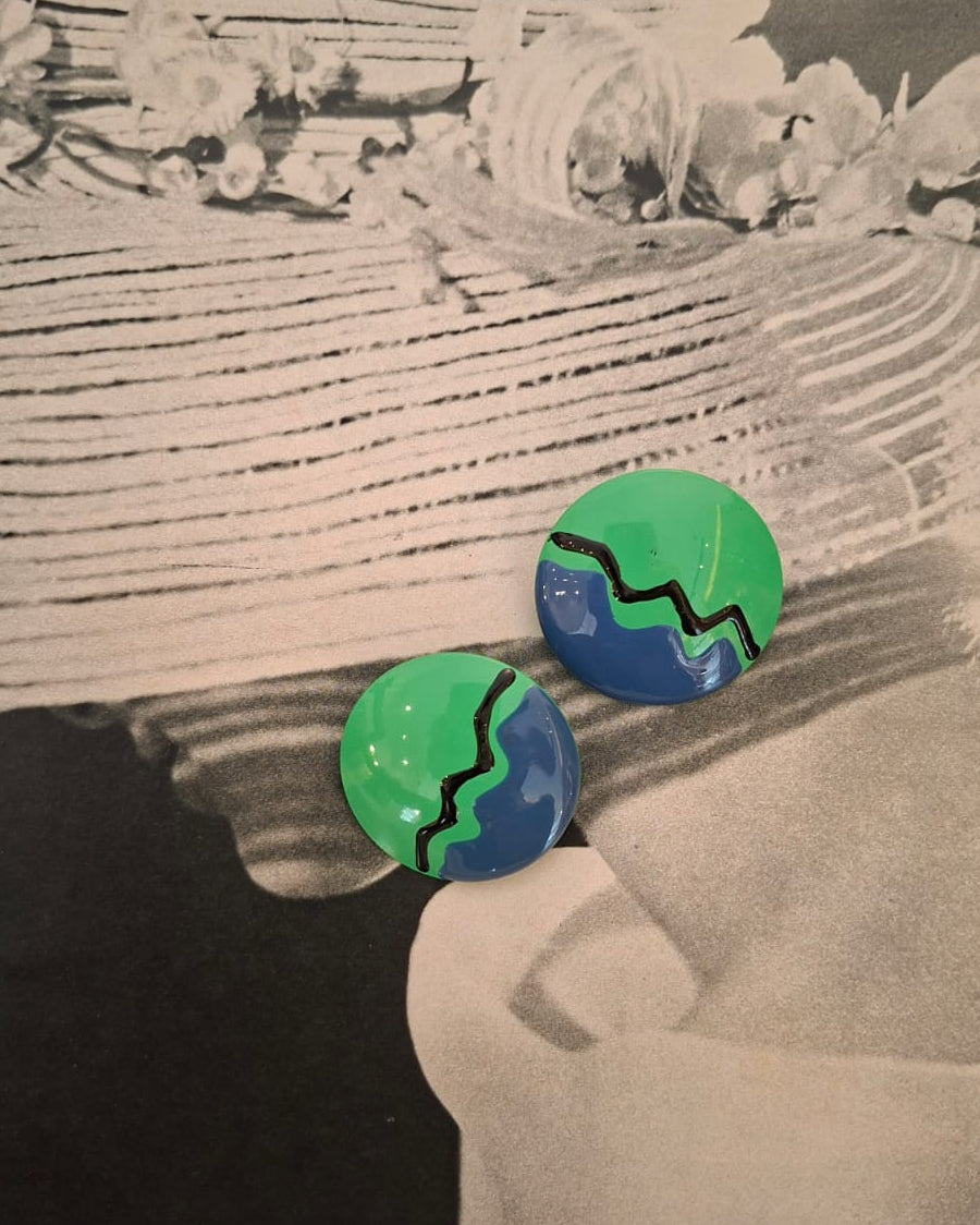 Vintage Retro Color Block Statement Earrings