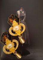 Vintage Baroque Revival Tortoiseshell Pearl Drop Earrings