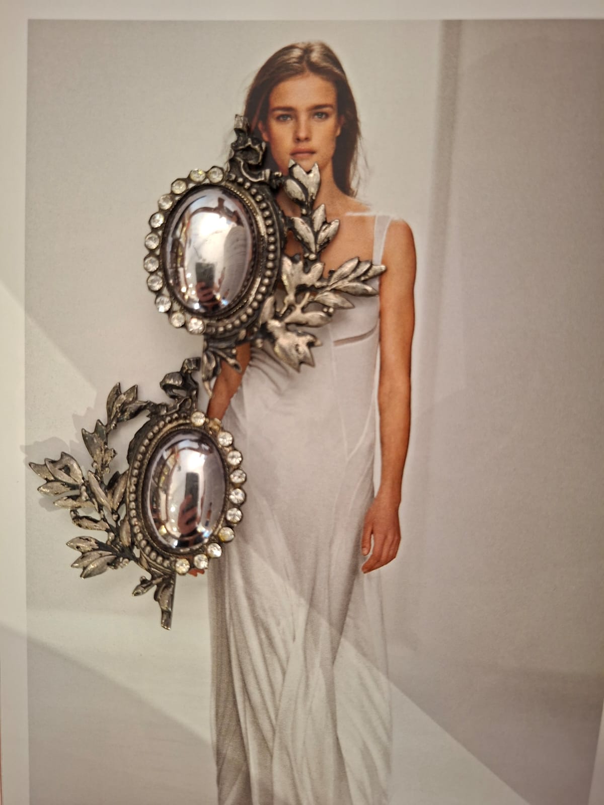 Vintage Baroque Silver Cabochon Statement Earrings