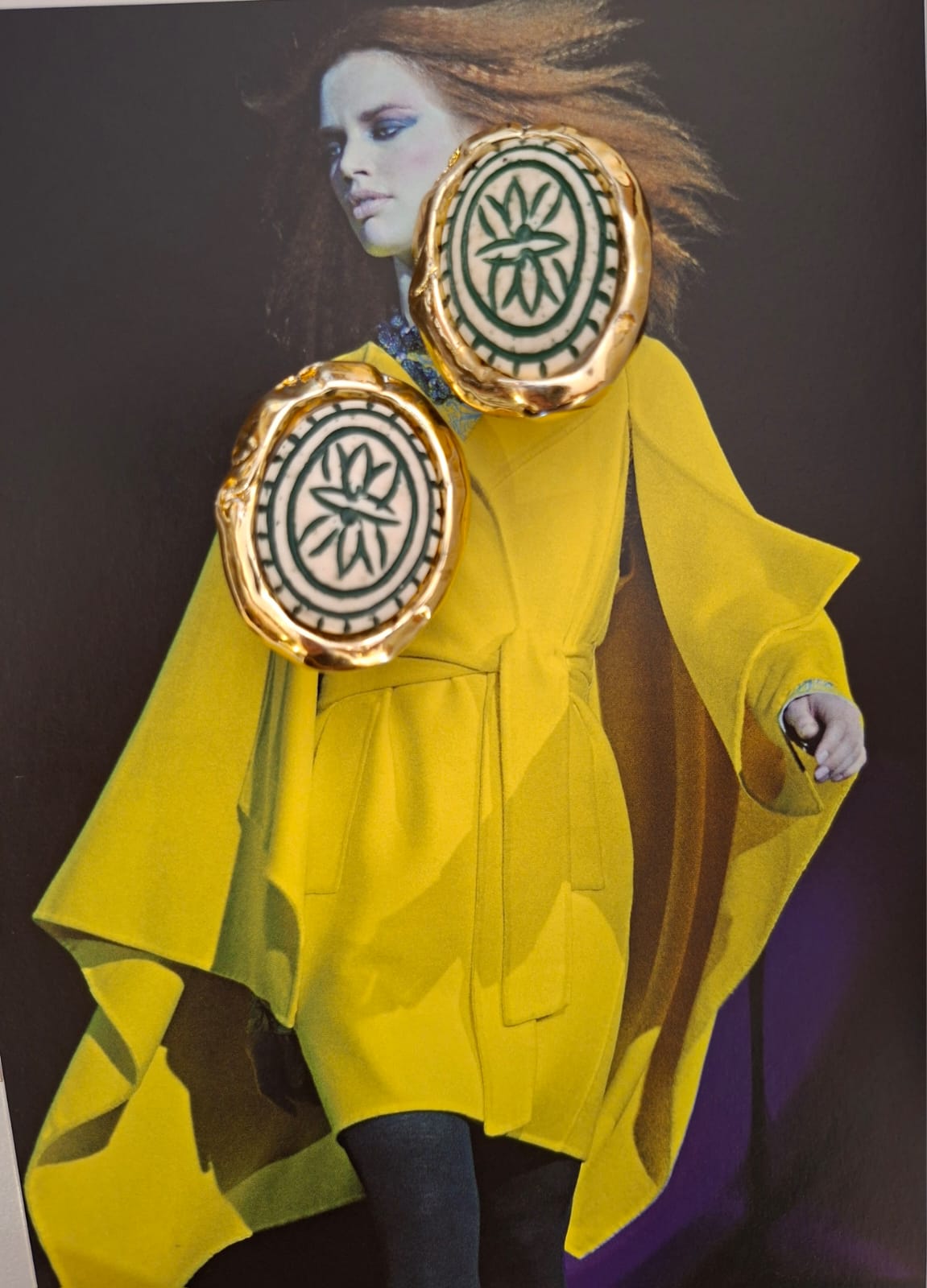 Vintage Modernist Resin Medallion Statement Earrings
