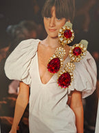 Vintage Ciner Ruby Red Crystal Statement Drop Clip-On Earrings
