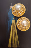 Vintage Oversized Gold-Plated Pearl & Crystal Earrings