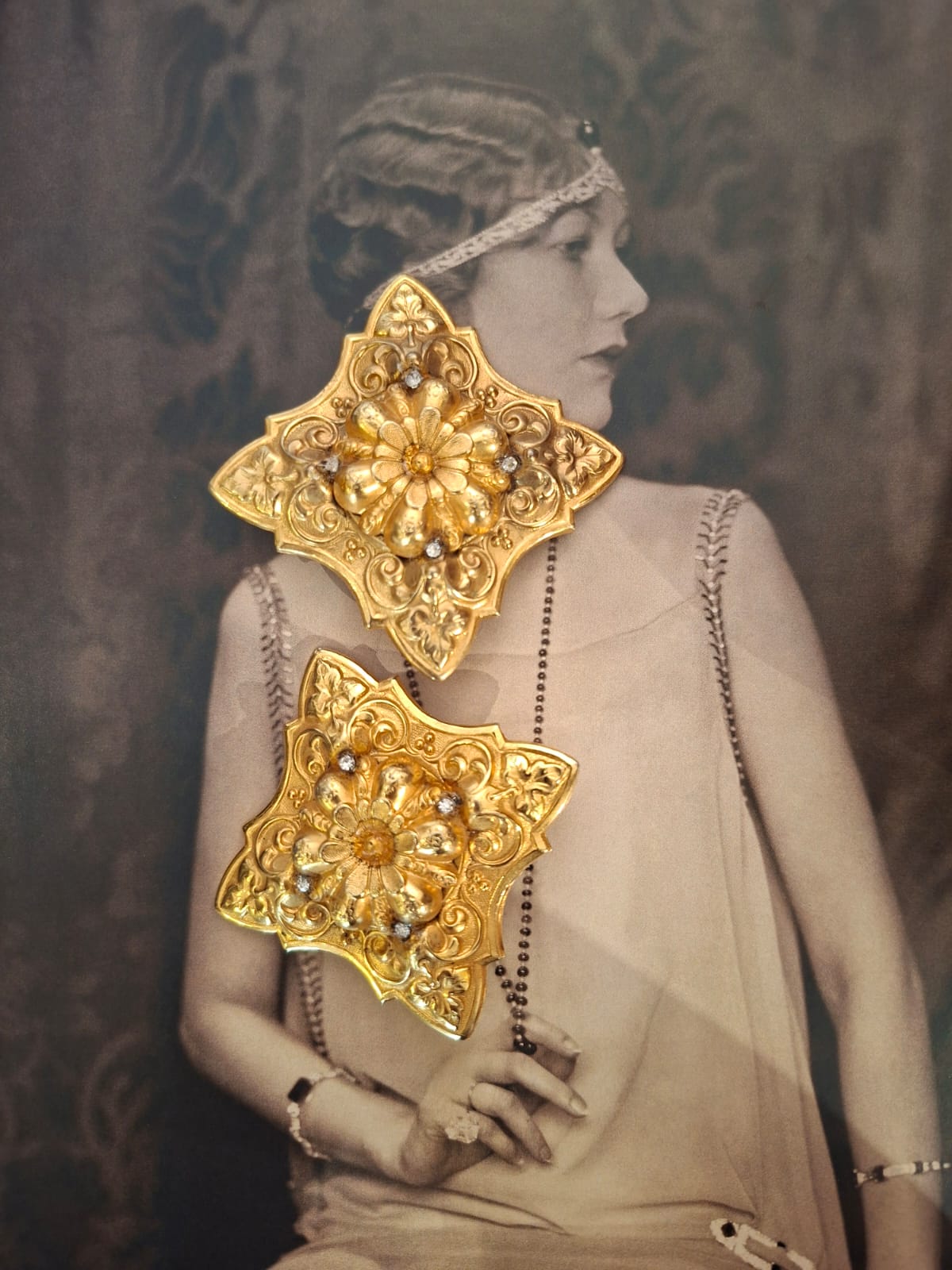 Vintage Baroque Revival Oversized Floral Statement Clip-On Earrings