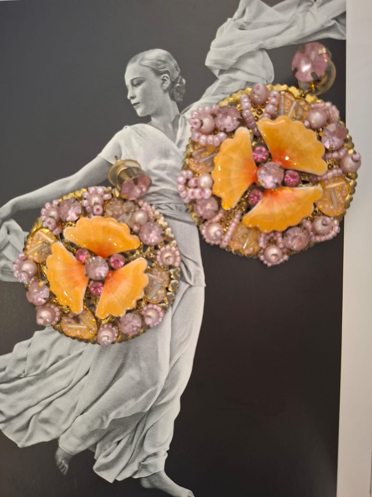 Vintage Baroque Floral Oversized Pierced Earrings
