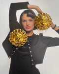 Chanel Vintage Concave Dome Chain Clip-On Earrings