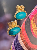 Vintage Yves Saint Laurent Turquoise Cabochon Sculptural Earrings