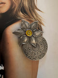 Vintage Huguenin Le Locle Swiss Floral Medal Brooch