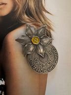 Vintage Huguenin Le Locle Swiss Floral Medal Brooch