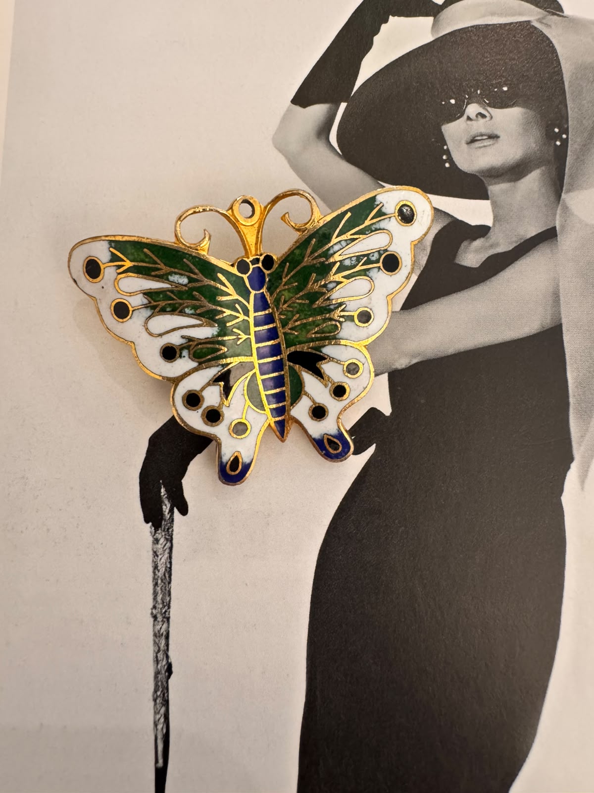Vintage Cloisonné Butterfly Enamel Brooch