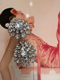 Vintage Crystal Teardrop Cluster Clip-On Earrings