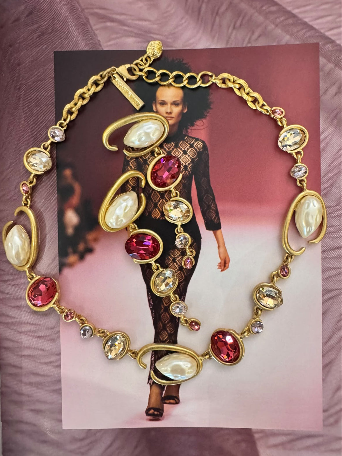 Oscar de la Renta Baroque Pearl & Crystal Necklace and Earrings Set