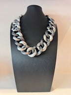 Vintage Modernist Two Tone Link Statement Necklace