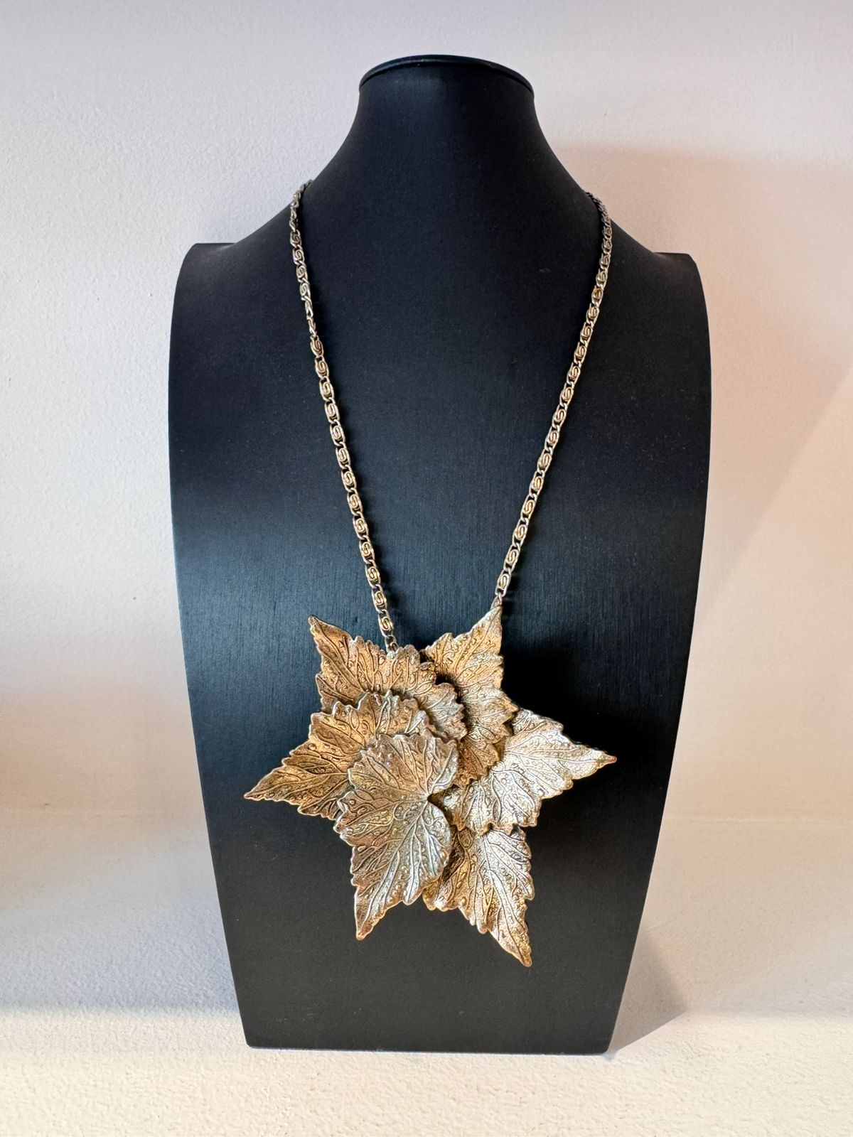 Vintage Botanical Leaf Statement Necklace