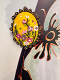 Vintage Floral Clay Cameo Brooch