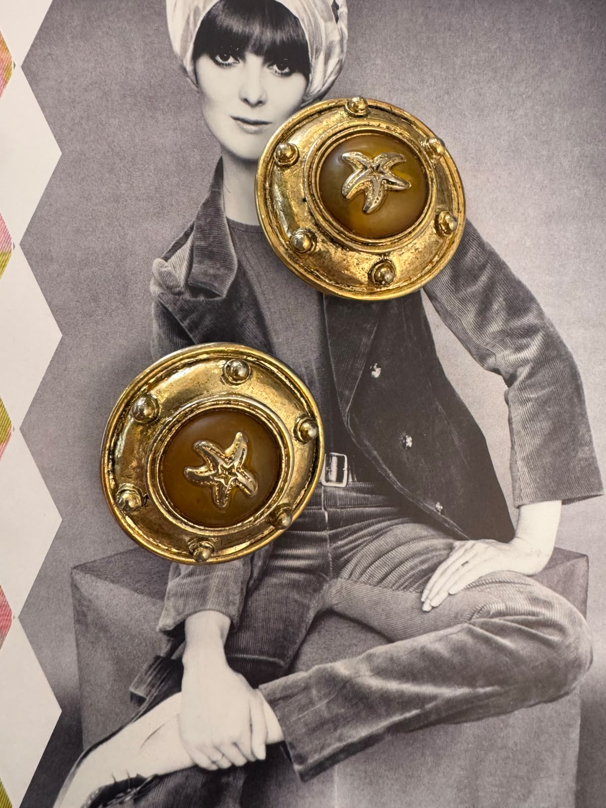 Vintage Anne Chez Paris Nautical Starfish Earrings