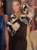 Vintage Sculptural Resin Heart Clip-On Earrings