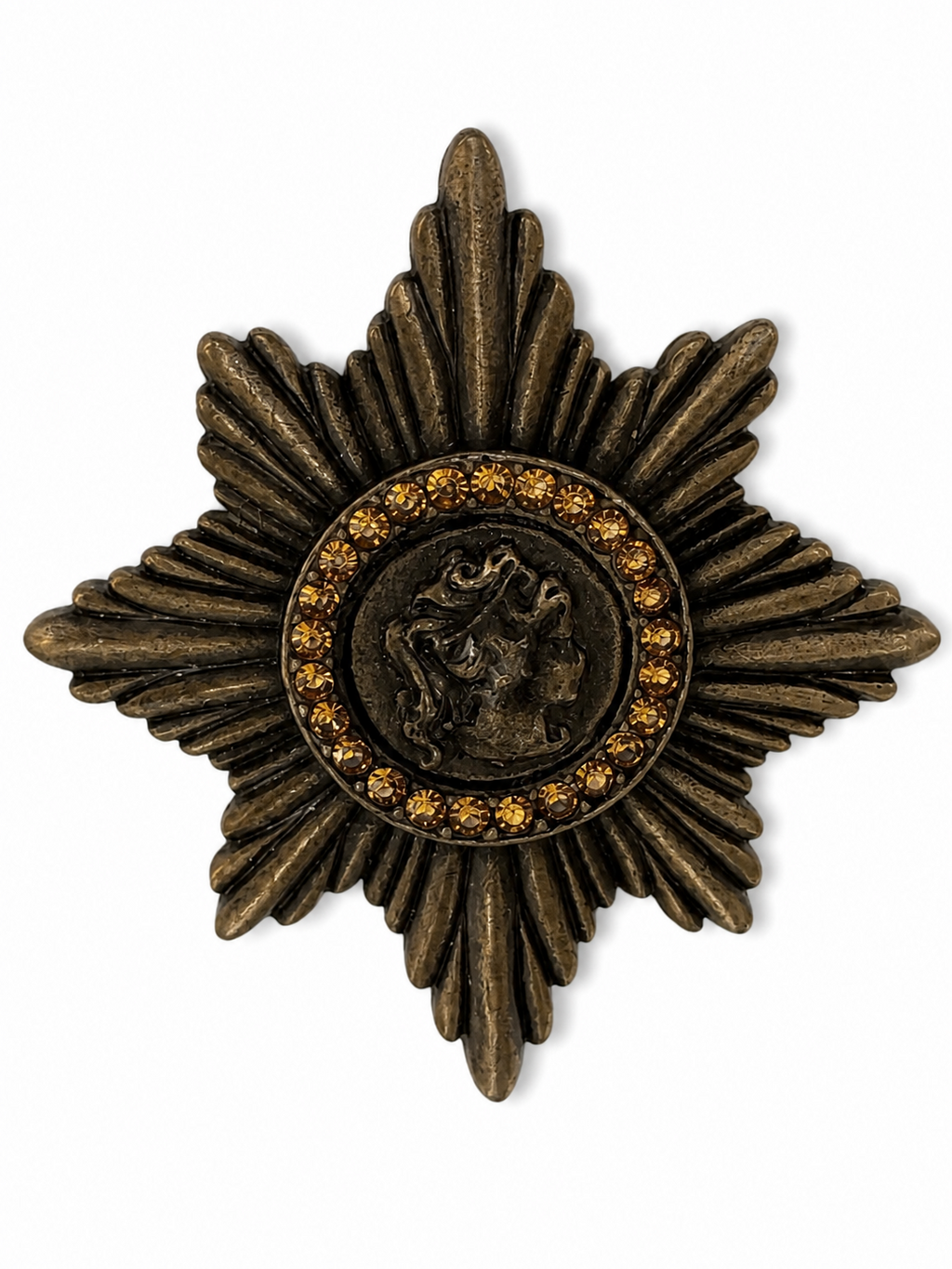 Vintage Victorian Revival Starburst Cameo Brooch