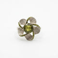 Vintage Olive Green Floral Statement Ring
