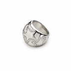 Modernist Stainless Steel Star Dome Ring Enameled Geometric Band
