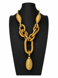 Vintage Gold Tone Sculptural Chain Statement Necklace