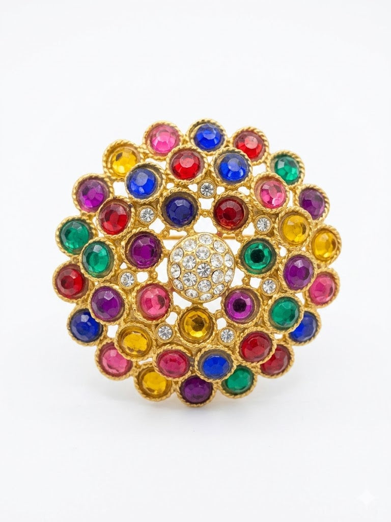 Vintage Multicolor Crystal Statement Brooch
