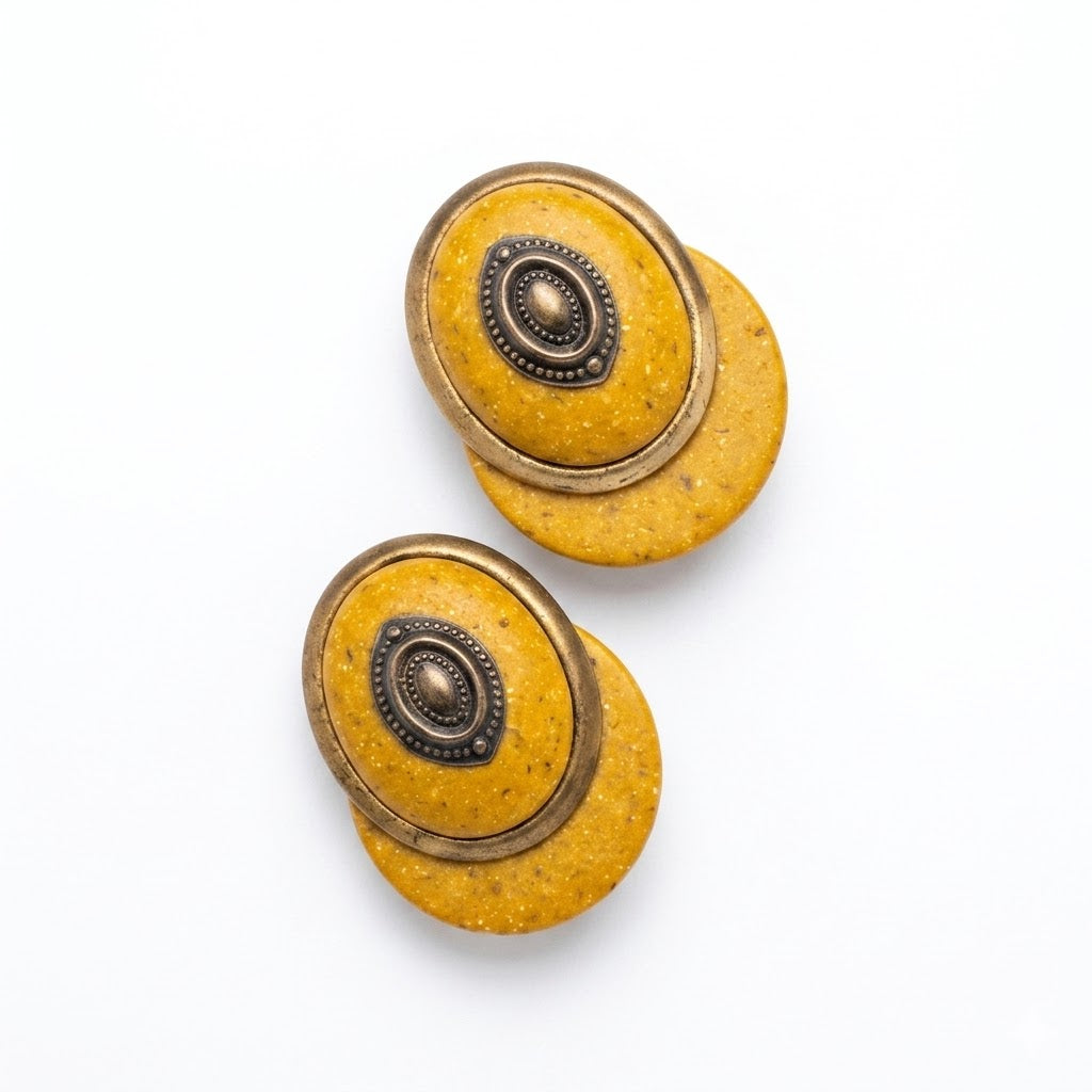 Vintage Layered Resin Disc Earrings
