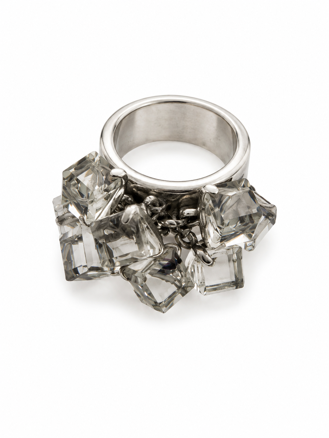 Vintage Modernist Crystal Cluster Ring  Description