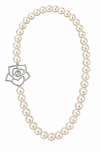Vintage Freshwater Pearl Silver Rose Long Necklace