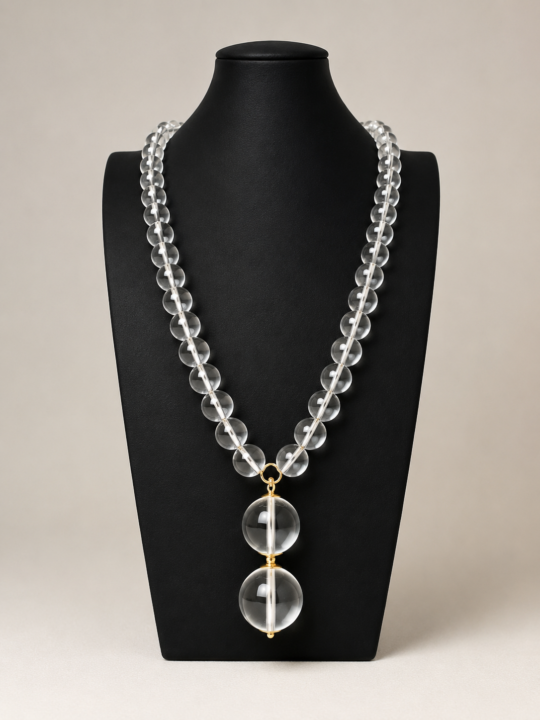 Vintage Space Age Clear Lucite Orb Pendant Necklace