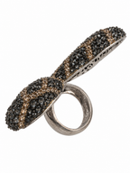 Vintage Noir Crystal Butterfly Cocktail Ring